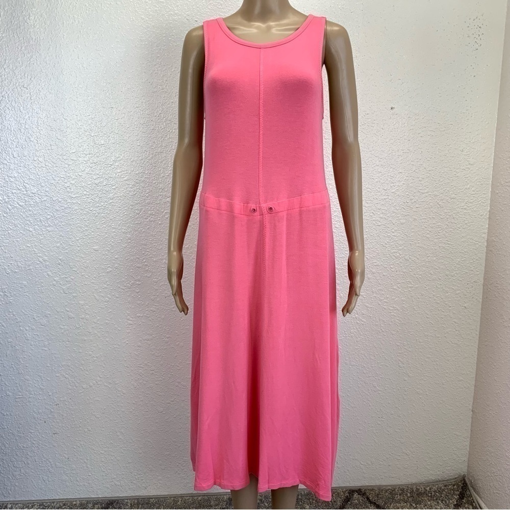 THE Limited soft jersey Sleeveless French Terry Midi Dress bubble gum pink L